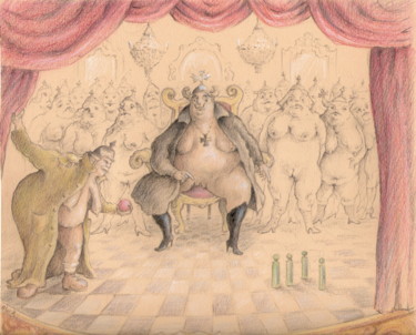Dessin intitulée "le-kaiser-donnant-s…" par James Block, Œuvre d'art originale