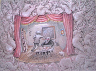 Dessin intitulée "ensor-et-einstein-c…" par James Block, Œuvre d'art originale