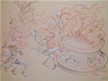 Dessin intitulée "L'eau de Jouvence" par James Block, Œuvre d'art originale
