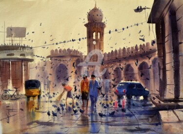 Painting titled "mozamjahi-market03.…" by Kishore Singh, Original Artwork, Oil