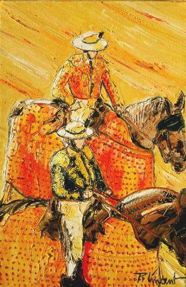 Peinture intitulée "Entrée des picadors" par Vincent Richeux, Œuvre d'art originale