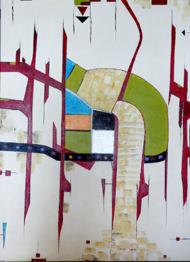 Peinture intitulée "Dédale" par Jeanne Le Guen, Œuvre d'art originale, Huile Monté sur Châssis en bois