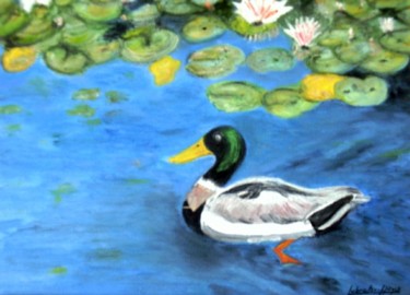 Peinture intitulée "le canard colvert" par Lebreton-Hays, Œuvre d'art originale, Huile