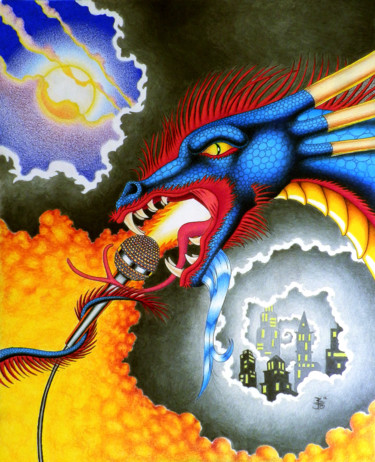 Drawing titled "Dragons Rock" by Robert Ball, Original Artwork, Other