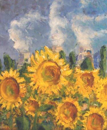 Peinture intitulée "Tournesols de Cruas…" par Catherine Dufrene (Katy), Œuvre d'art originale, Huile