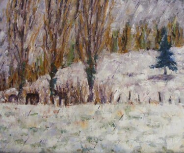 Peinture intitulée "pluie-apres-la-neig…" par Catherine Dufrene (Katy), Œuvre d'art originale, Huile