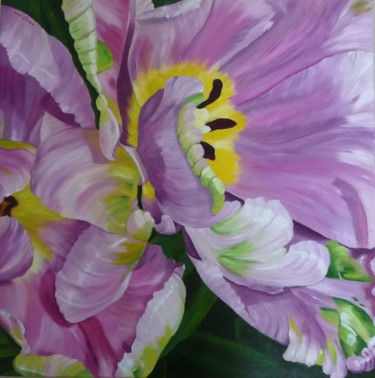 Violet Parrot Brides Peinture intitulée "Violet Parrot Brides" par Lily Van Bienen, Œuvre d'art originale, Huile Monté sur Châssis en bois