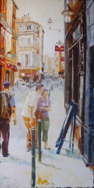 Painting titled "Menu touristique" by Alain Muller, Original Artwork, Oil