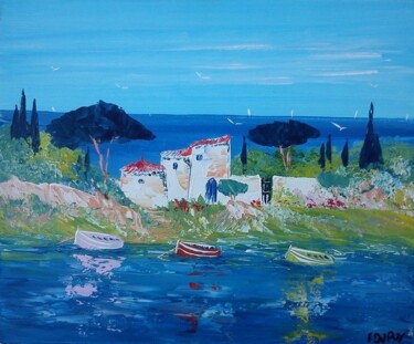 Peinture intitulée "la crique  10 p 150…" par Frederic Dupuy, Œuvre d'art originale