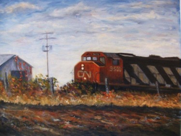 Peinture intitulée "La station" par Kellerstein, Œuvre d'art originale, Huile Monté sur Châssis en bois