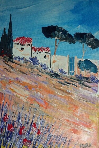 Schilderij getiteld "portaille bleue 51x…" door Frederic Dupuy, Origineel Kunstwerk