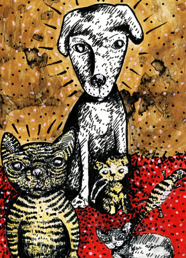 Dessin intitulée "HGCMT" par Karine Garelli (Reds Robin), Œuvre d'art originale, Gouache