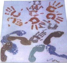 Peinture intitulée "des pieds et des ma…" par Maevy, Œuvre d'art originale