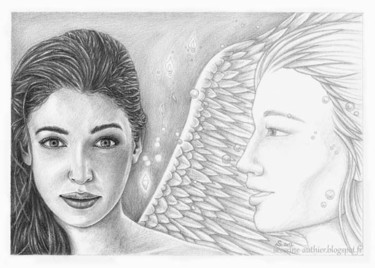 Dessin intitulée "Appel de l'ange" par Séverine Authier, Œuvre d'art originale, Autre