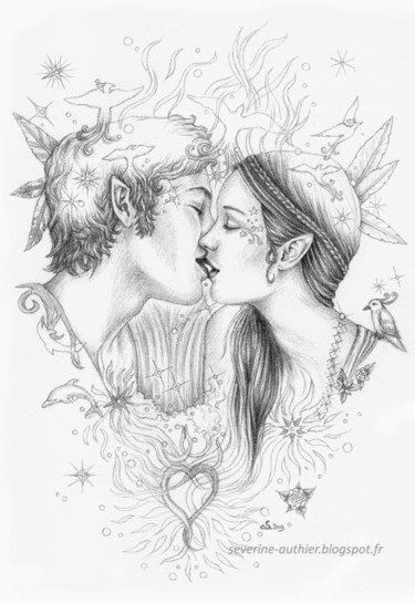 Dessin intitulée "De douces retrouvai…" par Séverine Authier, Œuvre d'art originale, Autre
