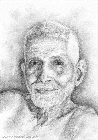 Dessin intitulée "Ramana Maharshi" par Séverine Authier, Œuvre d'art originale, Autre