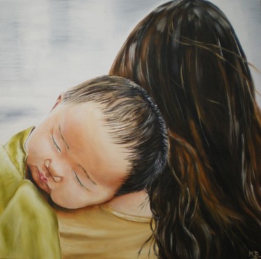 Peinture intitulée "enfant précieux" par Muriel Besson-Braem, Œuvre d'art originale, Huile