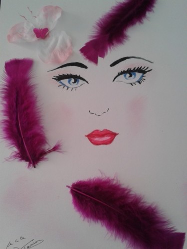 Peinture intitulée "Beau visage entouré…" par Nicole De Pauw, Œuvre d'art originale, Huile