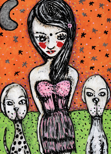 图画 标题为“Histoire naturelle” 由Karine Garelli (Reds Robin), 原创艺术品, 标记