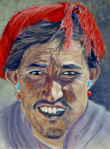 Regard du Pérou Peinture intitulée "Regard du Pérou" par Gisel', Œuvre d'art originale, Pastel