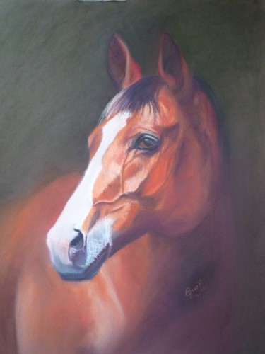 Cheval Peinture intitulée "Cheval" par Gisel', Œuvre d'art originale, Pastel