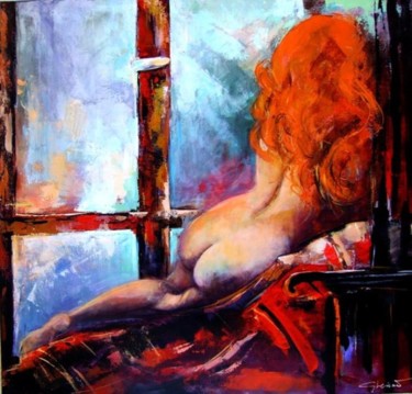 Peinture intitulée "la belle rousse" par Gleisner, Œuvre d'art originale, Acrylique