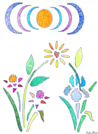 Drawing titled "Bouquet" by Sara Lamothe (Savant Artist), Original Artwork, Marker