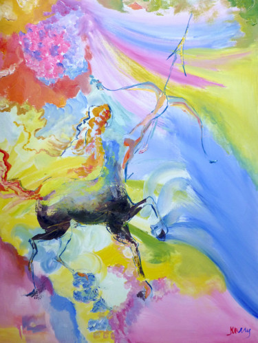 Peinture intitulée "le sagittaire" par Nanou, Œuvre d'art originale, Huile