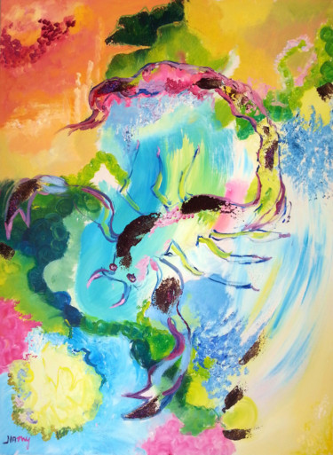 Peinture intitulée "Le scorpion" par Nanou, Œuvre d'art originale, Huile