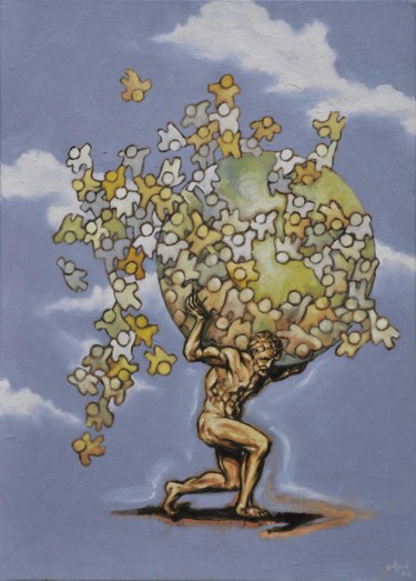 Painting titled "atlas" by Pascal Buffard, Original Artwork, Oil