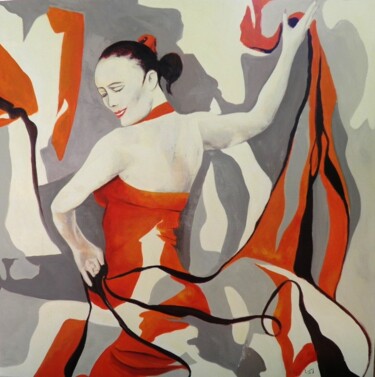 绘画 标题为“1107 Flamenco toulo…” 由Jean-Luc Lopez, 原创艺术品, 丙烯 安装在木质担架架上