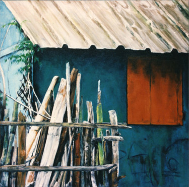 Peinture intitulée "à Dzoumogné" par Martine Lafont, Œuvre d'art originale, Huile Monté sur Châssis en bois