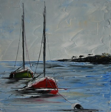 Peinture intitulée "Canots au mouillage" par Patrice Butel, Œuvre d'art originale
