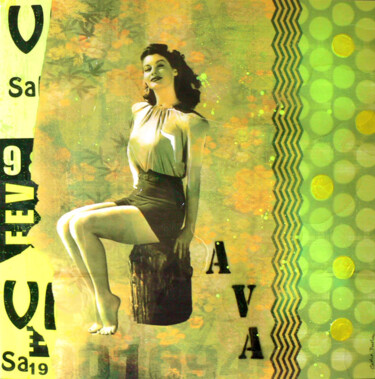 Collages intitulée "Ava" par Cathie Berthon, Œuvre d'art originale, Acrylique