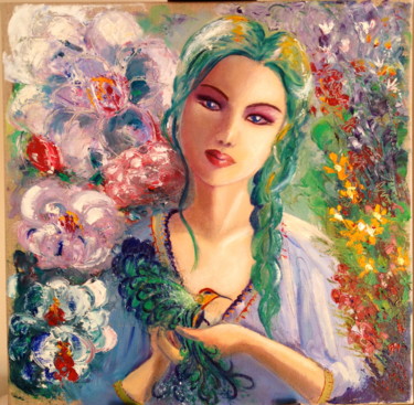 Peinture intitulée "Printemps" par Corine Dardel, Œuvre d'art originale, Huile