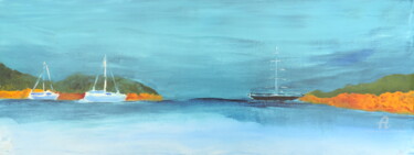 Peinture intitulée "Bateaux en Corse" par Jean-Michel Liewig, Œuvre d'art originale, Huile
