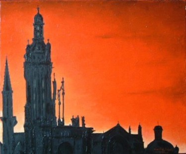 eglise st germain .pleyben . finistere . france Peinture intitulée "eglise st germain .…" par Christian Salaun, Œuvre d'art originale