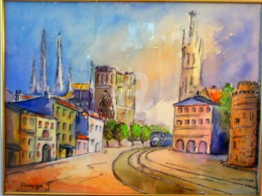 Peinture intitulée "Bordeaux-la-cathedr…" par Jacky Dumergue, Œuvre d'art originale