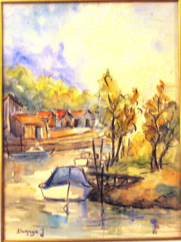 Peinture intitulée "Biganos-le-port.jpg" par Jacky Dumergue, Œuvre d'art originale, Aquarelle