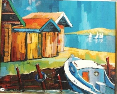 Peinture intitulée "Cabanes-a-La-Teste…" par Jacky Dumergue, Œuvre d'art originale