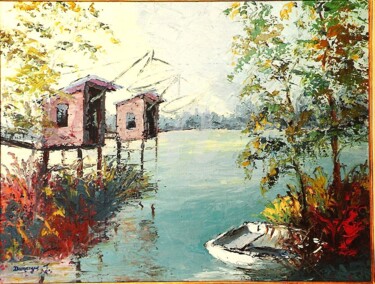 Peinture intitulée "Carrelets-a-Macau G…" par Jacky Dumergue, Œuvre d'art originale