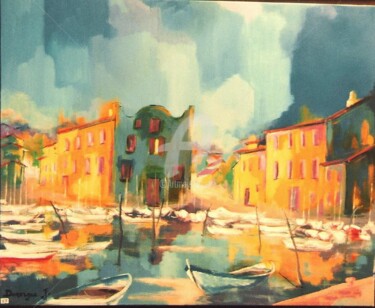 Peinture intitulée "Le-port-de-Martigue…" par Jacky Dumergue, Œuvre d'art originale