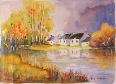 Peinture intitulée "aquar-etang-en-bret…" par Jacky Dumergue, Œuvre d'art originale