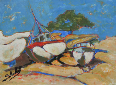 Peinture intitulée "Marée basse" par Gérard Michel, Œuvre d'art originale, Huile