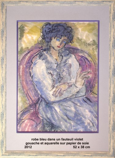 Peinture intitulée "robe bleue dans un…" par Ioana, Œuvre d'art originale, Huile