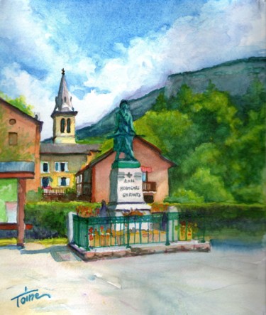 Saint-martin-en-vercors, "A nos heroiques enfants" Peinture intitulée "Saint-martin-en-ver…" par Toine, Œuvre d'art originale, Huile