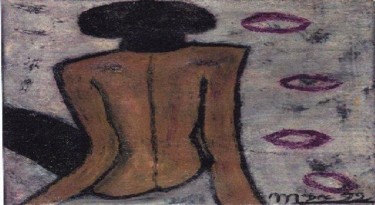 femme aux baisers Peinture intitulée "femme aux baisers" par Maevy, Œuvre d'art originale, Huile