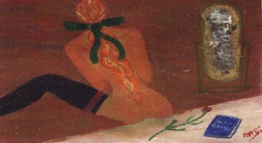 Peinture intitulée "femme au miroir" par Maevy, Œuvre d'art originale, Huile