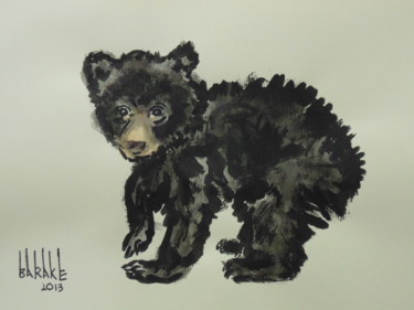 Painting titled "BEAR CUB" by Barake Sculptor, Original Artwork, Watercolor