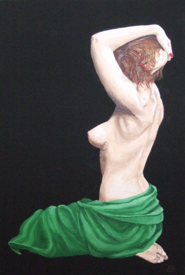 Green cloth Painting titled "Green cloth" by Davo, Original Artwork